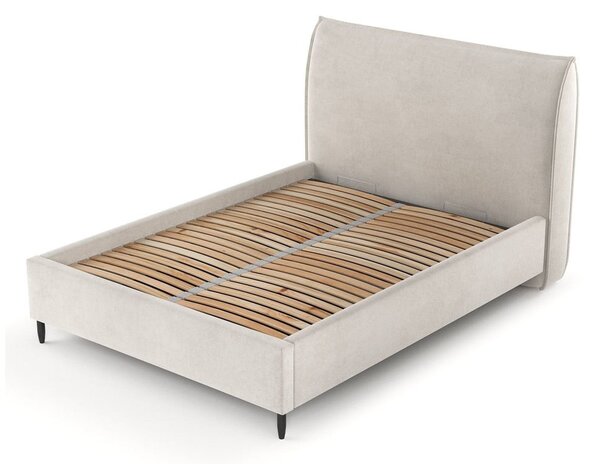 Krem tapecirani bračni krevet s prostorom za pohranu s podnicom 180x200 cm Shell – Maison de Rêve