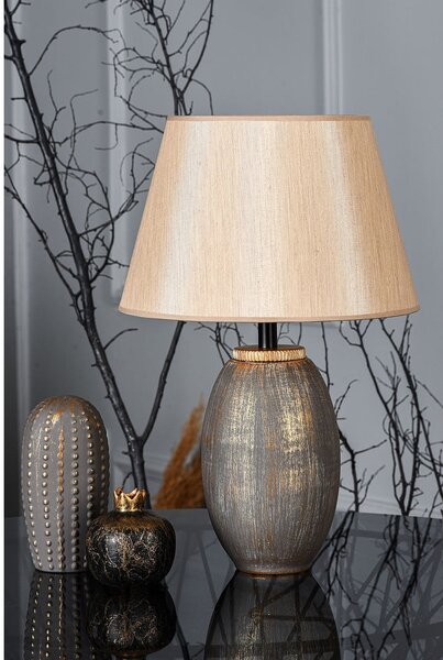 Siva/bež stolna lampa s tekstilnim sjenilom (visina 46 cm) Yakamoz – Opviq lights
