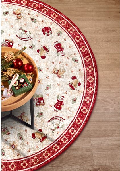 Crveni okrugli tepih s božićnim motivom od mješavine pamuka ø 160 cm Toy's Delight Red Christmas – Villeroy&Boch