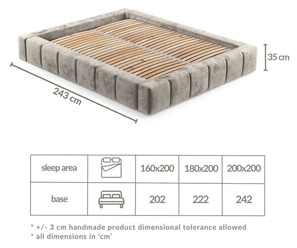 Bež tapecirani bračni krevet s prostorom za pohranu s podnicom 160x200 cm Aruba L – Maison de Rêve
