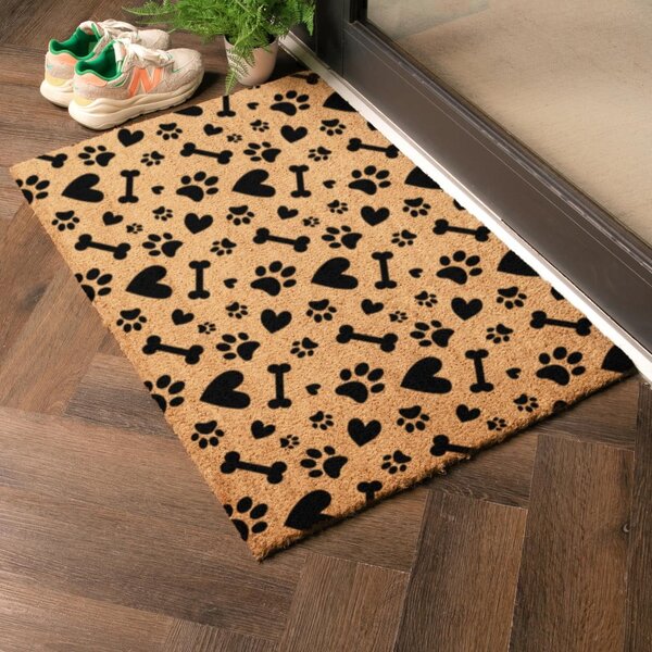 Otirač od kokosovih vlakana 60x90 cm Paws and Bones – Artsy Doormats