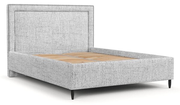 Svijetlo sivi tapecirani bračni krevet s prostorom za pohranu s podnicom 180x200 cm Baleine – Maison de Rêve
