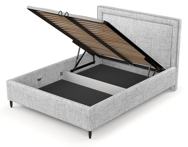 Svijetlo sivi tapecirani bračni krevet s prostorom za pohranu s podnicom 180x200 cm Baleine – Maison de Rêve