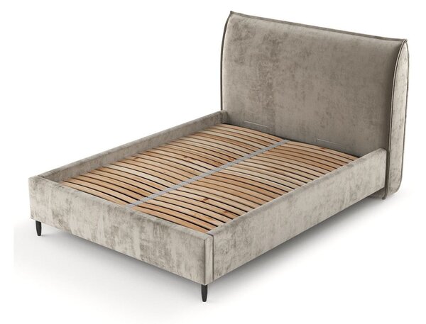 Bež tapecirani bračni krevet s prostorom za pohranu s podnicom 180x200 cm Shell – Maison de Rêve