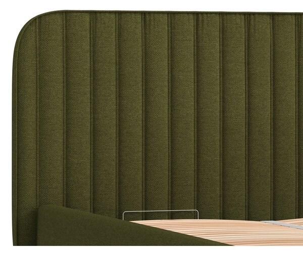 Zeleni tapecirani bračni krevet s prostorom za pohranu s podnicom 180x200 cm Noto – Maison de Rêve
