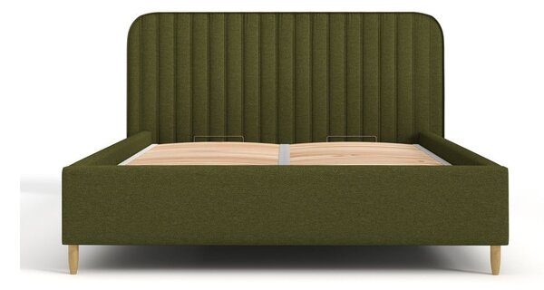Zeleni tapecirani bračni krevet s prostorom za pohranu s podnicom 180x200 cm Noto – Maison de Rêve