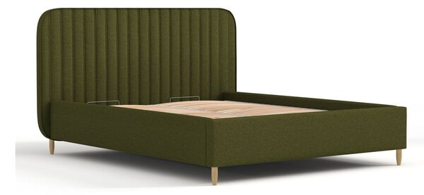 Zeleni tapecirani bračni krevet s prostorom za pohranu s podnicom 180x200 cm Noto – Maison de Rêve
