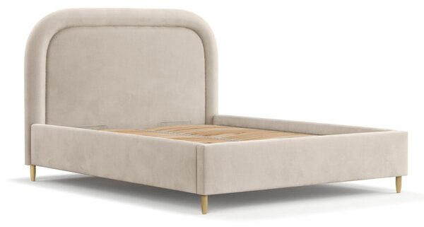 Bež tapecirani bračni krevet s prostorom za pohranu s podnicom 180x200 cm Mija – Maison de Rêve