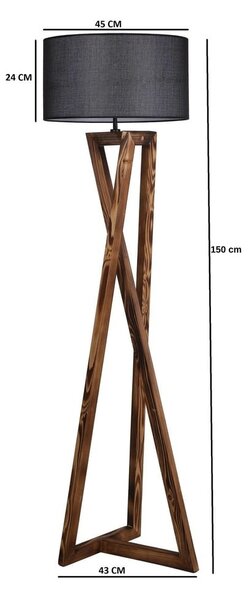 Crna/smeđa stojeća svjetiljka s tekstilnim sjenilom (visina 149 cm) Maçka – Opviq lights