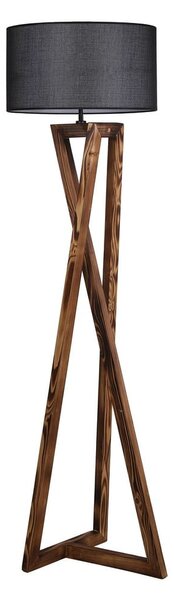 Crna/smeđa stojeća svjetiljka s tekstilnim sjenilom (visina 149 cm) Maçka – Opviq lights