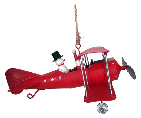 Viseći božićni ukras Santa and Snowman in Plane - G-Bork