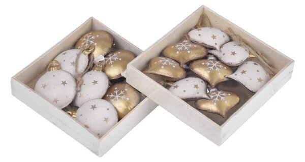 Set od 16 visećih božićnih ukrasa u bijelo-zlatnoj boji Ego Dekor
