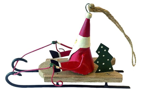 Viseći božićni ukras Santa on Wooden Sledge - G-Bork