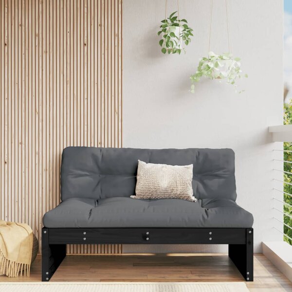 VidaXL Srednja sofa crni 120x80 cm od masivne borovine