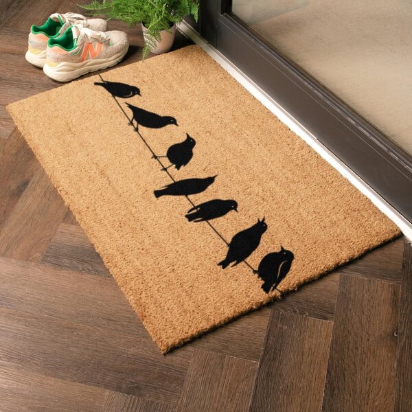 Otirač od kokosovih vlakana 40x60 cm Birds On a Wire – Artsy Doormats