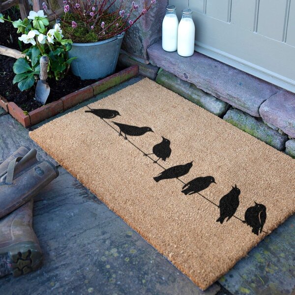 Otirač od kokosovih vlakana 40x60 cm Birds On a Wire – Artsy Doormats