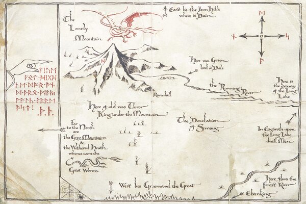 Ilustracija Hobbit - Map of The Unexpected Journey