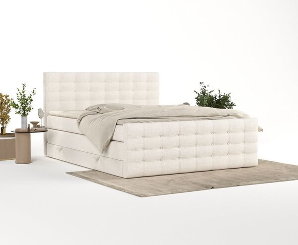 Krem boxspring krevet s prostorom za pohranu 200x200 cm Blend – Maison de Rêve