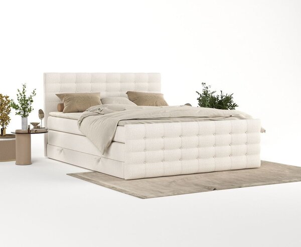 Krem boxspring krevet s prostorom za pohranu 200x200 cm Blend – Maison de Rêve