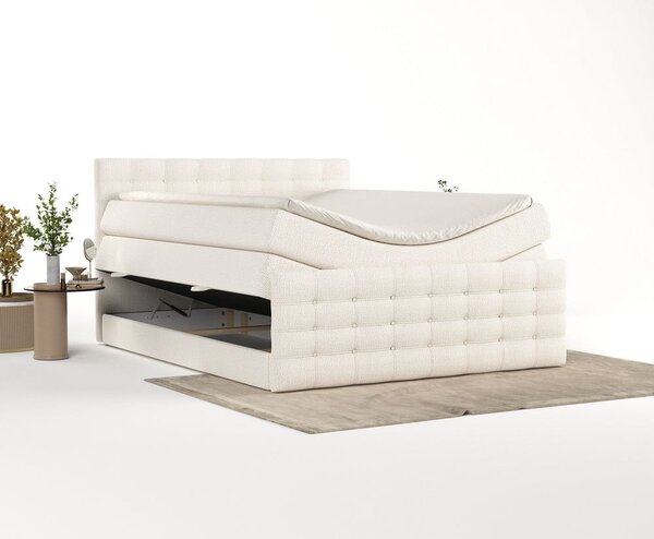 Krem boxspring krevet s prostorom za pohranu 200x200 cm Blend – Maison de Rêve