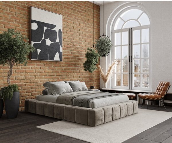 Bež tapecirani bračni krevet s prostorom za pohranu s podnicom 160x200 cm Aruba L – Maison de Rêve