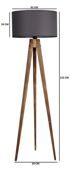Crna/u prirodnoj boji stojeća svjetiljka s tekstilnim sjenilom (visina 153 cm) Tripod – Opviq lights