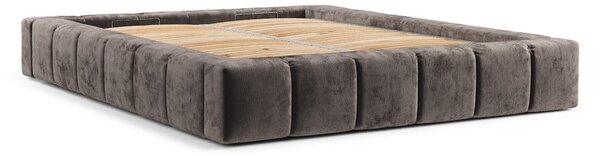Smeđi tapecirani bračni krevet s prostorom za pohranu s podnicom 160x200 cm Aruba L – Maison de Rêve