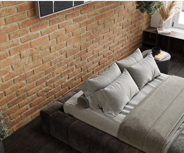 Smeđi tapecirani bračni krevet s prostorom za pohranu s podnicom 160x200 cm Aruba L – Maison de Rêve
