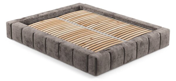 Smeđi tapecirani bračni krevet s prostorom za pohranu s podnicom 160x200 cm Aruba L – Maison de Rêve