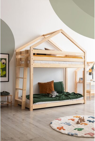 Krevet na kat za djecu od borovine 90x200 cm u prirodnoj boji Mila DMPB – Adeko