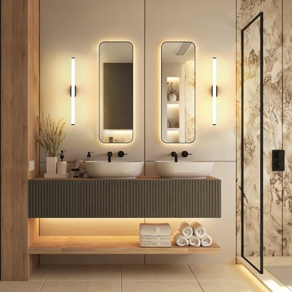 Molto Luce Zidna svjetiljka VINA S, crna, širina 40 cm, IP44, CCT, Crno, kupaonica, Aluminij