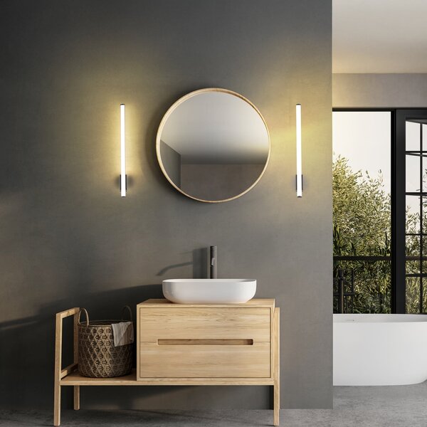 Molto Luce Zidna svjetiljka VINA UP M, crna, visina 60 cm, IP44, CCT, Crno, kupaonica, Aluminij