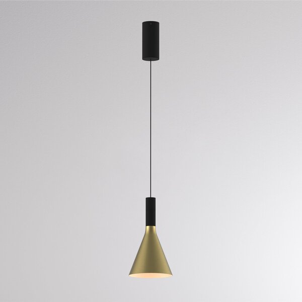 Molto Luce LORA I LED viseća svjetiljka, mesing, Ø 15 cm, dimabilna, 40°, CCT, prigušiva, Zlato / mjed, Dnevni boravak/blagovaonica, Metal