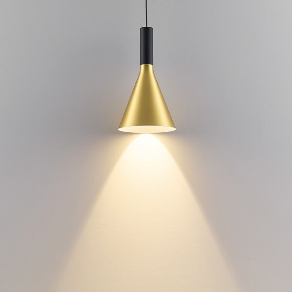 Molto Luce LORA I LED trakasta viseća svjetiljka, mesing, Ø 15 cm, 40 ° CCT, 3-fazna, Zlato / mjed, Dnevni boravak/blagovaonica, Metal, Željeznički sustav