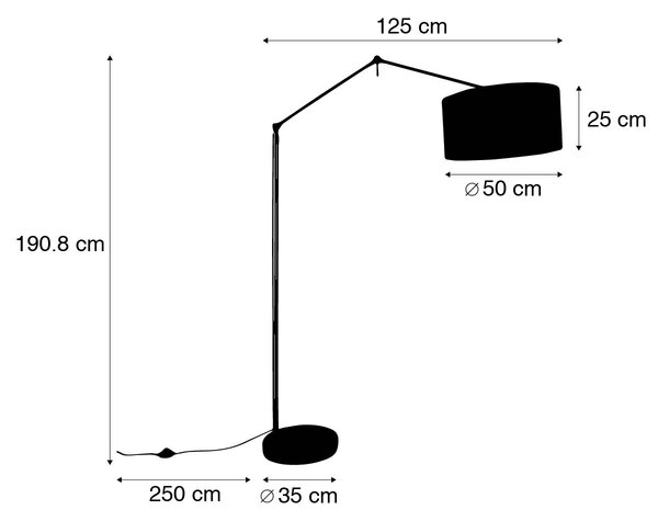 Podna lampa crna sa sjenilom svijetlo siva 50 cm podesiva - Editor