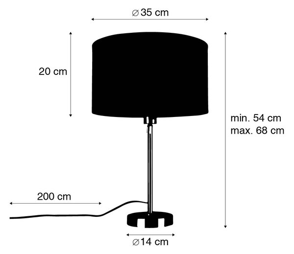 Stolna svjetiljka crna podesive visine sa svijetlo sivim sjenilom 35 cm - Parte