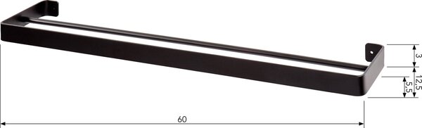 Zidna vješalica za ručnike HANDY 60x12,5 cm, crna