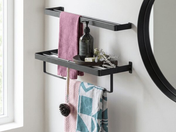 Zidna vješalica za ručnike HANDY 60x12,5 cm, crna