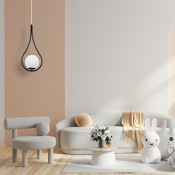 GLASS SPHERE SPIRAL PENDANT LAMP G111-1W JUODA E27