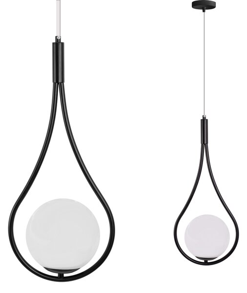 GLASS SPHERE SPIRAL PENDANT LAMP G111-1W JUODA E27