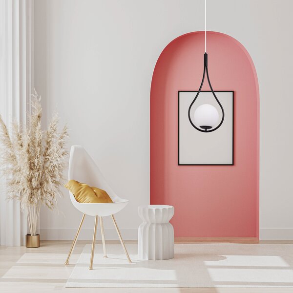 GLASS SPHERE SPIRAL PENDANT LAMP G111-1W JUODA E27