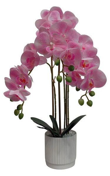 Umjetna orhideja 52 cm roza u posudi (Real Touch) - Roza - 51 - 70 cm