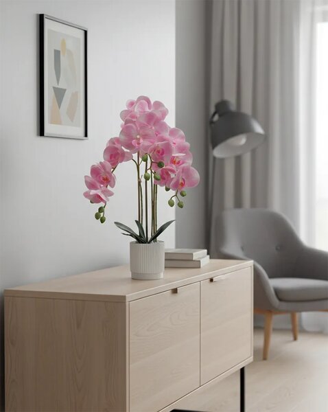 Umjetna orhideja 52 cm roza u posudi (Real Touch) - Roza - 51 - 70 cm