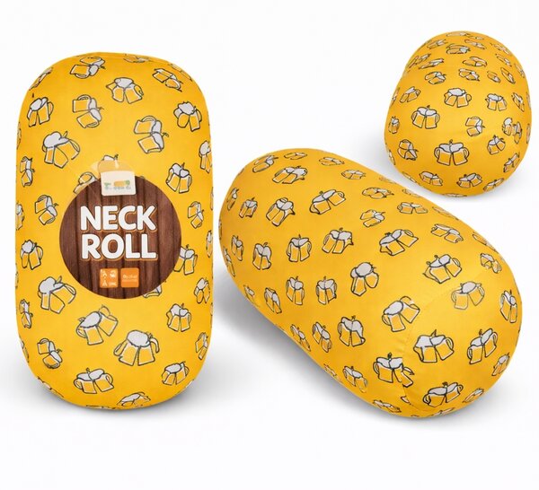 Putni jastučić BEER NECK ROLL 30x15 cm, žuti