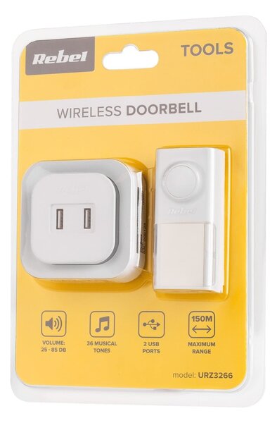 230V bežično elektroničko zvono 36 melodija do 150m 2x USB 2A