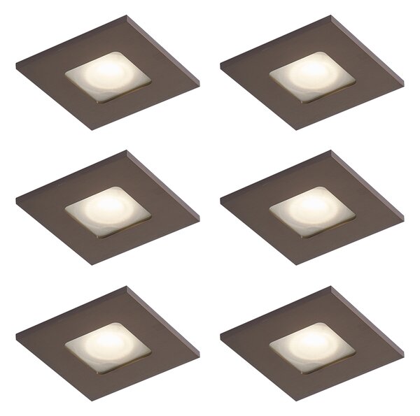 Set od 6 modernih ugradbenih reflektora tamna bronca kvadratni IP44 - Qure