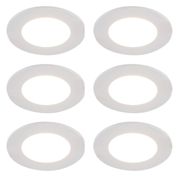 Set od 6 ugradbenih reflektora bijeli, uklj. LED s 3-stupanjskim prigušivanjem IP65 - Blanca