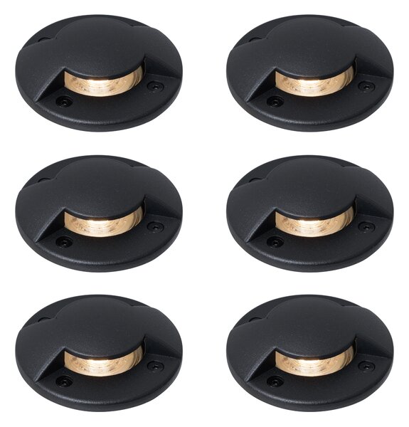 Set od 6 modernih ugradbenih reflektora crni GU10 50mm s 2 svjetlosna efekta IP65 - Cellar