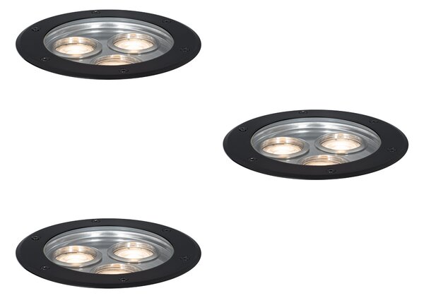Set od 3 moderne podne svjetiljke crne 3-svjetla IP65 - Tribus