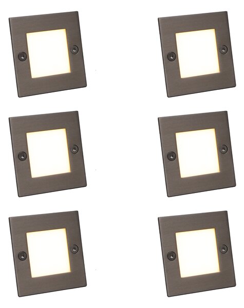 Set od 6 modernih ugradbenih reflektora čelik uklj. LED - Square 7